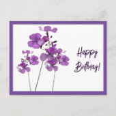 Carte Postale Joyeux Anniversaire violet écossais boho de fleurs (Devant)