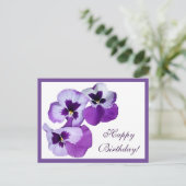 Carte Postale Joyeux Anniversaire violet fleurs boho (Debout devant)
