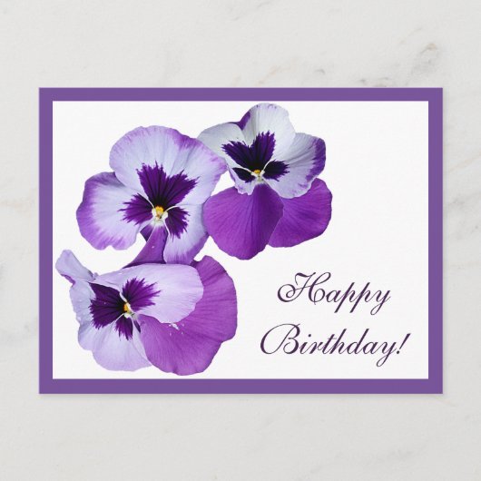Carte Postale Joyeux Anniversaire violet fleurs boho (Devant)