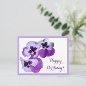 Carte Postale Joyeux Anniversaire violet fleurs boho (Debout devant)