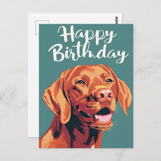 Carte Postale Joyeux Anniversaire Vizsla (Devant / Derrière)