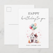 Carte Postale Joyeux Anniversaire Watercolor House Realty (Devant / Derrière)