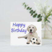 Carte Postale Joyeux anniversaire Yellow Labrador Retriever Cart (Debout devant)