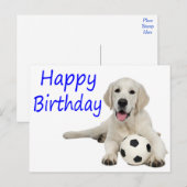 Carte Postale Joyeux anniversaire Yellow Labrador Retriever Cart (Devant / Derrière)