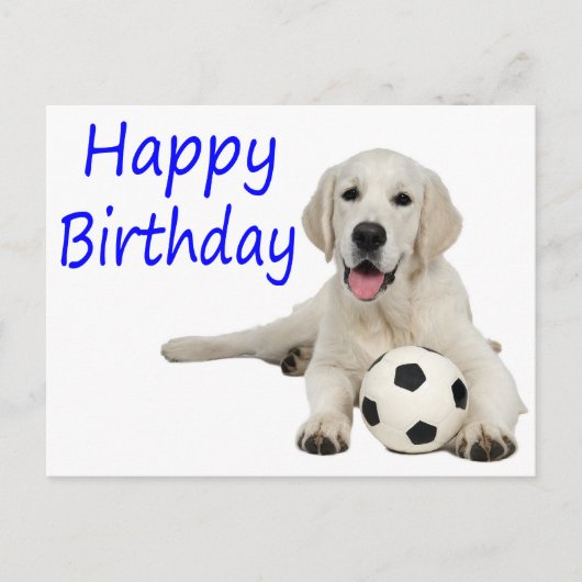 Carte Postale Joyeux anniversaire Yellow Labrador Retriever Cart (Devant)