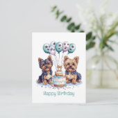Carte Postale Joyeux anniversaire Yorkie Chien (Debout devant)
