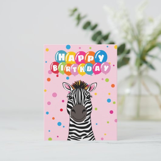Carte Postale Joyeux anniversaire Zebra (Debout devant)