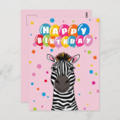 Carte Postale Joyeux anniversaire Zebra (Devant / Derrière)
