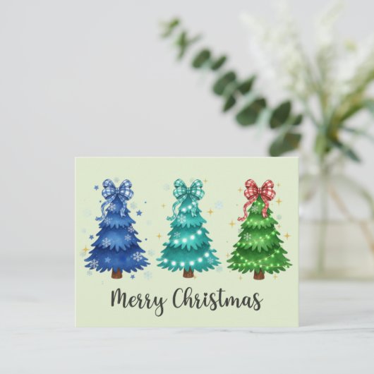 Carte Postale Joyeux Arbre de Noël Message (Debout devant)