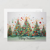 Carte Postale Joyeux arbres de Noël à main (Devant / Derrière)