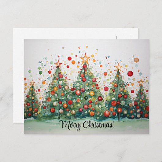 Carte Postale Joyeux arbres de Noël à main (Devant / Derrière)