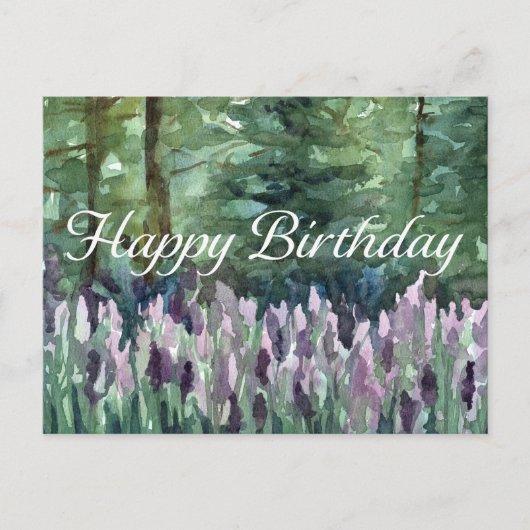 Carte Postale Joyeux Art d'aquarelle Fleur sauvage de la forêt d (Devant)