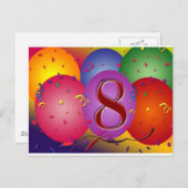 Carte Postale Joyeux ballon du 8e anniversaire ! (Devant / Derrière)
