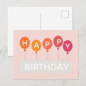 Carte Postale Joyeux ballons colorés d'anniversaire (Devant / Derrière)