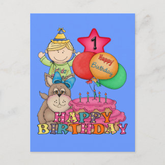 Carte Postale Joyeux Ballons d'anniversaire garçon 1 an