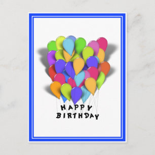 Carte Postale Joyeux Ballons d'anniversaire pour garçon (Trim bl
