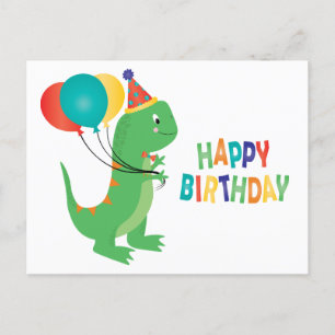 Carte Postale Joyeux Ballons Dinosaures Anniversaire