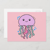 Carte Postale Joyeux bébé méduse souriant avec des bulles. (Devant / Derrière)