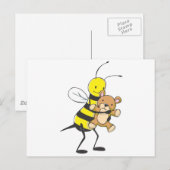 Carte Postale Joyeux Bee Jouer avec Teddy Bear (Devant / Derrière)