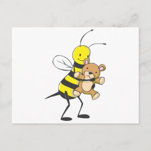 Carte Postale Joyeux Bee Jouer avec Teddy Bear