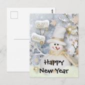 Carte Postale Joyeux bonhomme de neige du Nouvel An (Devant / Derrière)