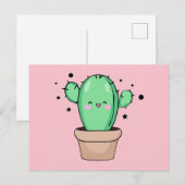 Carte Postale Joyeux cactus bébé souriant dans le vase avec les  (Devant / Derrière)