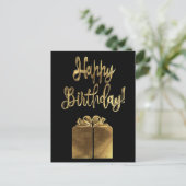 Carte Postale Joyeux cadeau d'anniversaire Black et Gold Look Ty (Debout devant)