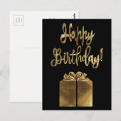 Carte Postale Joyeux cadeau d'anniversaire Black et Gold Look Ty (Devant / Derrière)
