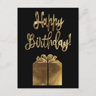 Carte Postale Joyeux cadeau d'anniversaire Black et Gold Look Ty