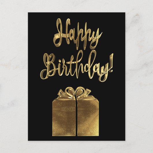 Carte Postale Joyeux cadeau d'anniversaire Black et Gold Look Ty (Devant)