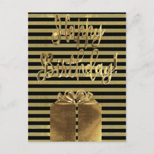 Carte Postale Joyeux cadeau d'anniversaire Black Gold Typographi