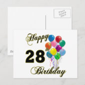 Carte Postale Joyeux cadeau d'anniversaire de 28e anniversaire a (Devant / Derrière)