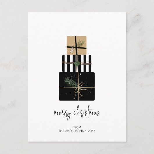 Carte Postale Joyeux cadeau de Noël moderne vacances (Devant)