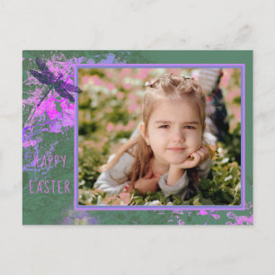 Carte Postale Joyeux cadre photo de Pâques Abstrait Art Floral