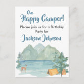 Carte Postale Joyeux Camper Rustic Mountains Aquarelle Anniversa (Devant)