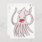 Carte Postale Joyeux caricature de calmar géant (Devant / Derrière)