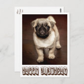 Carte Postale Joyeux Carlin d'anniversaire Chien Chien Chien Chi (Devant / Derrière)