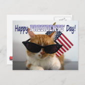Carte Postale Joyeux Chat Cool de la fête des présidents avec ca (Devant / Derrière)