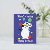 Carte Postale Joyeux Chat d'Anniversaire Colorful Funny Meow Per (Debout devant)