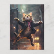 Joyeux Chat Dansant Dans La Pluie