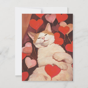 Carte Postale Joyeux Chat de la Saint-Valentin