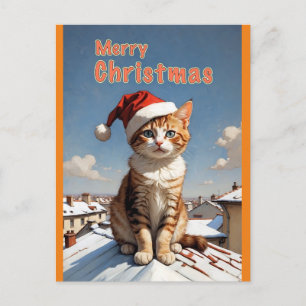 Carte Postale joyeux chat de noël