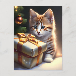 Carte Postale Joyeux chat de Noël