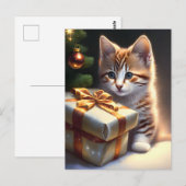 Carte Postale Joyeux chat de Noël (Devant / Derrière)