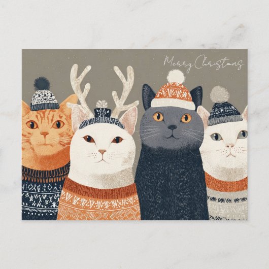 Carte Postale Joyeux Chat de Noël (Devant)