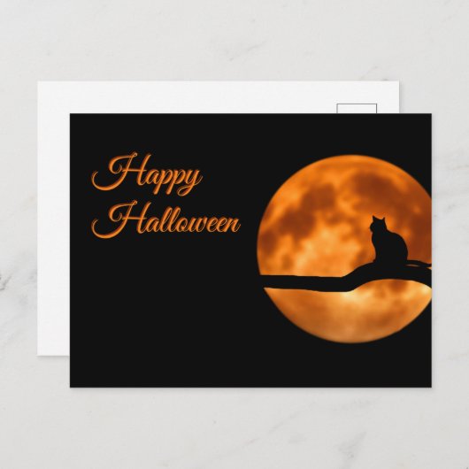 Carte Postale Joyeux chat d'Halloween (Devant / Derrière)