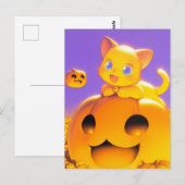Carte Postale Joyeux chat d'Halloween (Devant / Derrière)