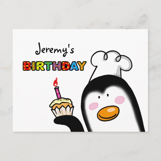 Carte Postale Joyeux chef de pingouin de cupcake (Devant)