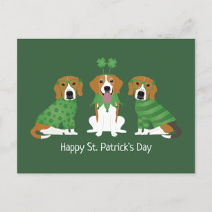 Carte Postale Joyeux chien Beagle Jour de la Saint Patrick
