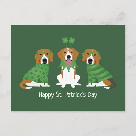 Carte Postale Joyeux chien Beagle Jour de la Saint Patrick (Devant)